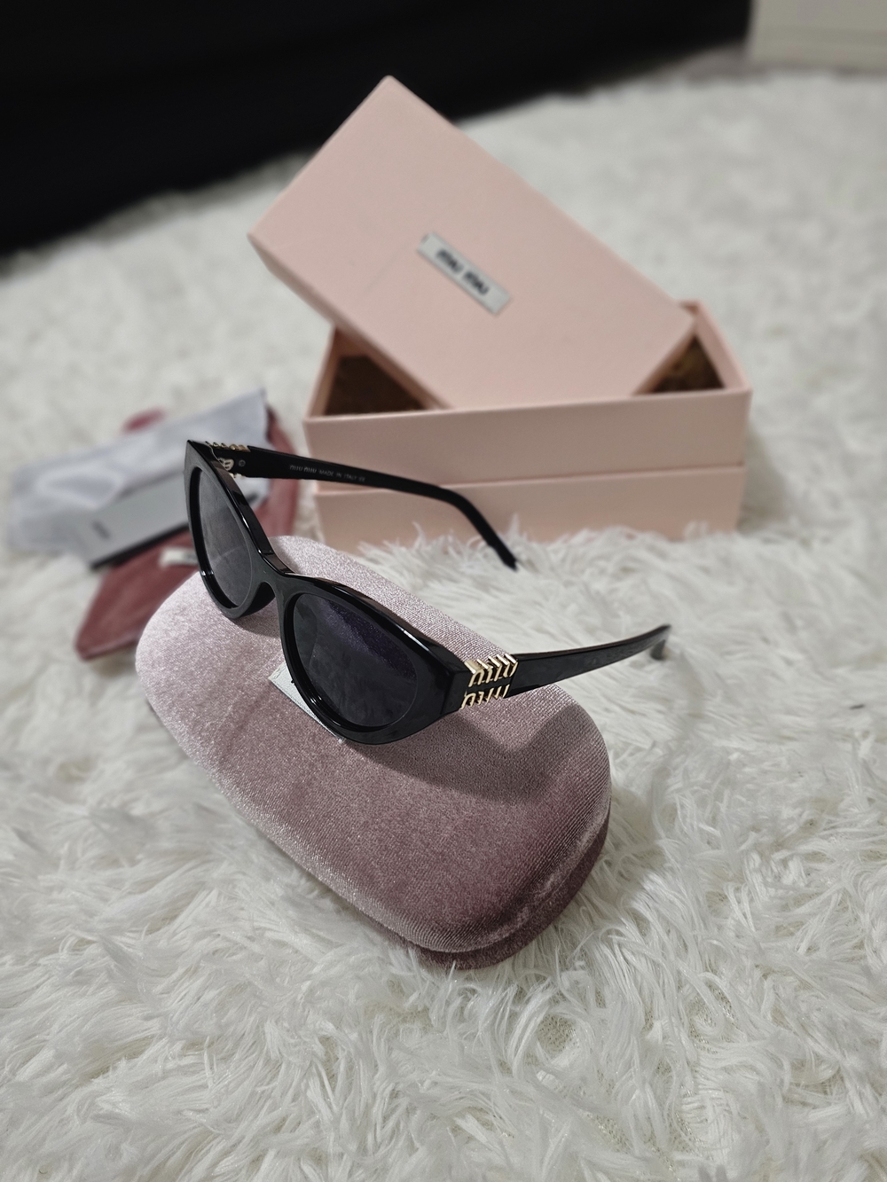 Black Cat-Eye Sunglasses with Gold Accent - Women Accessories